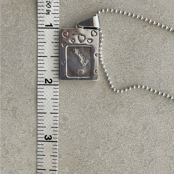 .925 Sterling Silver Photo Frame Pendant and Chain-Made in Italy - Picture 5 of 12